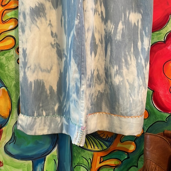 Upcycled F21 Jumper overall cropped hemmed ankle length a-line denim pant - Picture 11 of 16